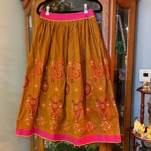WD.NY A-Line Skirt with Pink and Orange Embroidery
